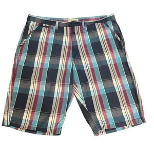 Guess Chino Knee Length Plaid Shorts 12” Inseam Blue Men’s size 36 Waist